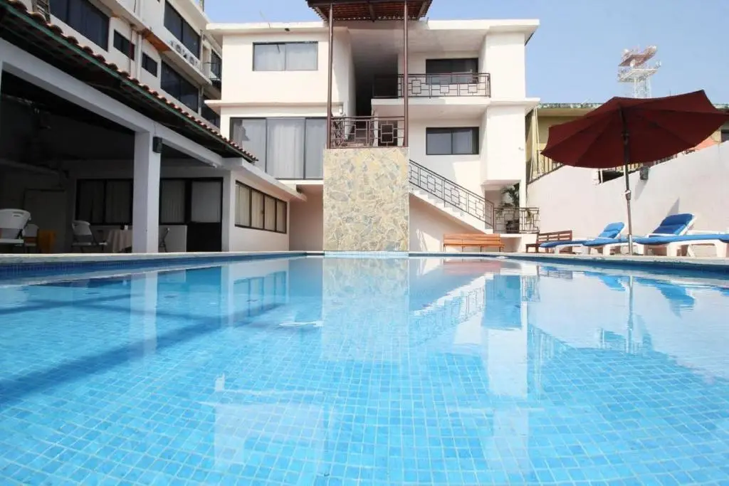 Hotel Sacré outdoor swimming pool and hotel courtyard